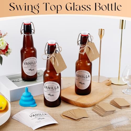 8 Pack 11 Oz Swing Top Glass Bottles Set – Glass Bottles for Vanilla Extract