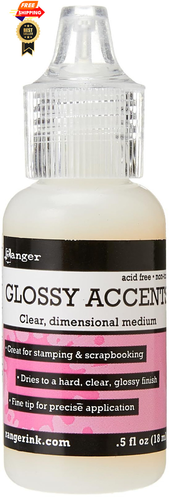 Ranger Glossy Accents .5oz 0.5 fl oz, Transparent
