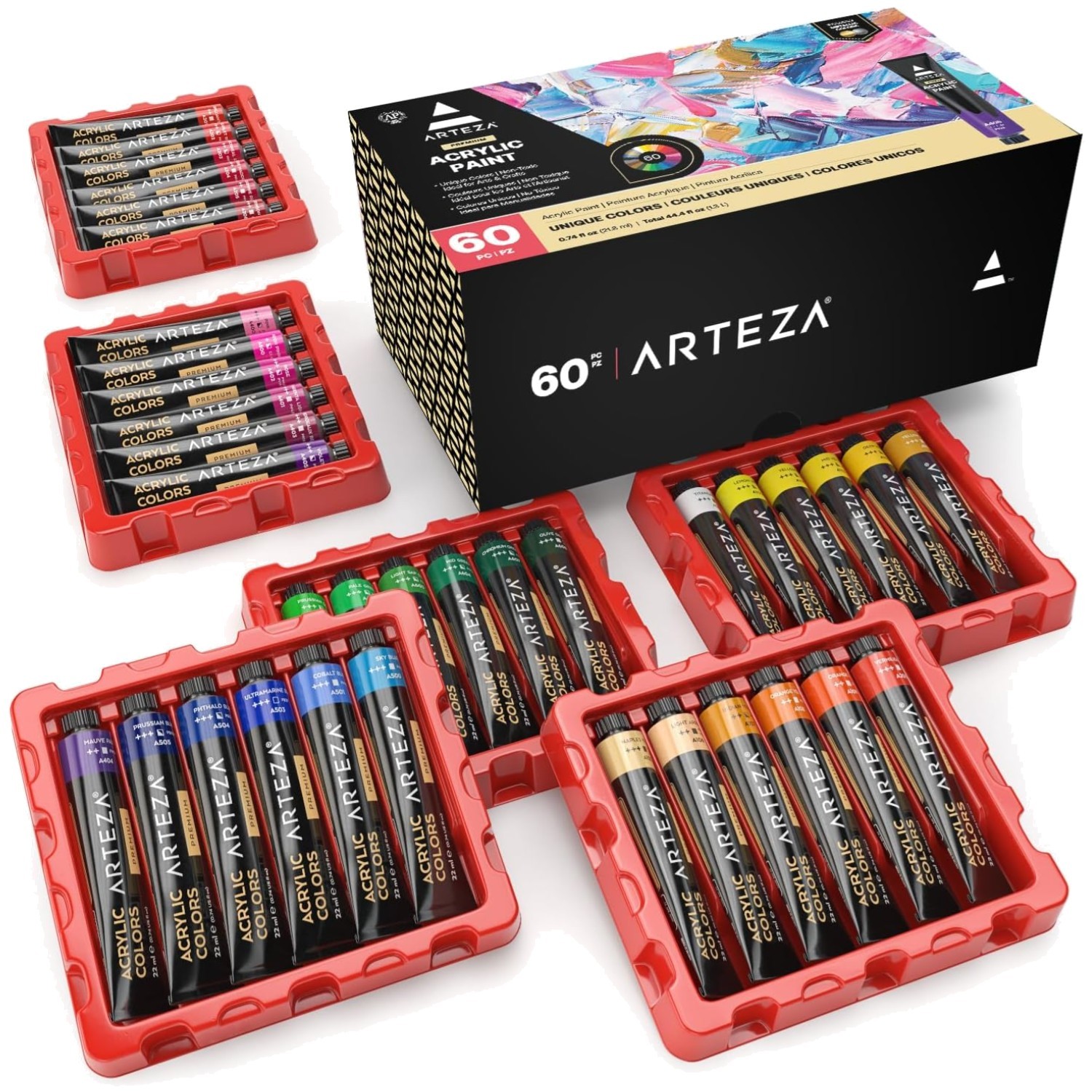 High-Viscosity Acrylic Paints Set with 5 Metallic Colors