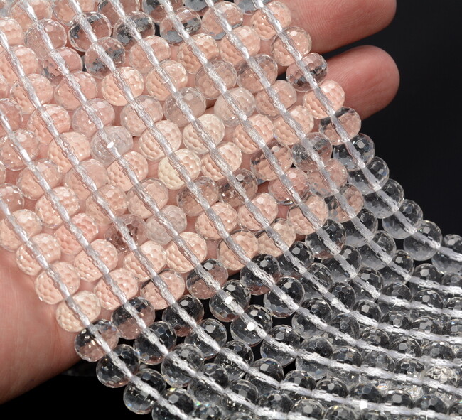 10X7MM Rock Crystal Quartz Gemstone AAA Faceted Rondelle 15.5 inch(90187615-700)