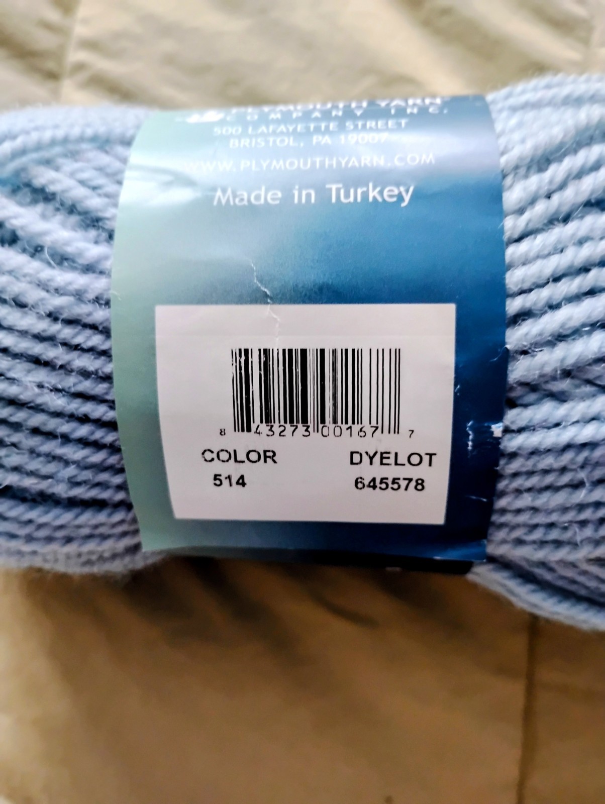 Plymouth Encore Worsted Yarn 75% Acrylic 25% Wool Color 514 Light Wedgewood