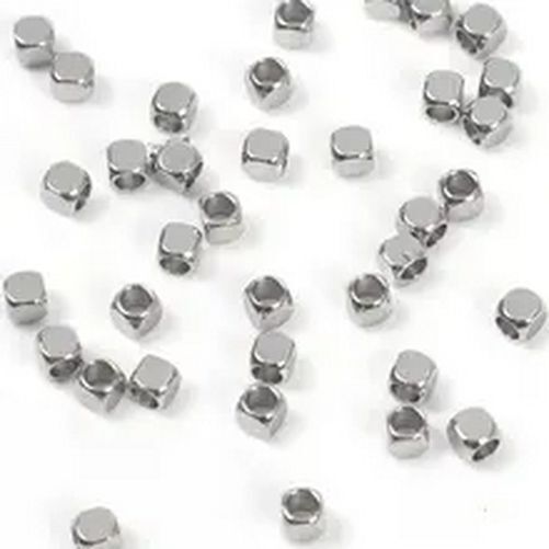 Faceted Square Spacer Beads -2mm Stainless Steel Hole Bead Jewelry Making 100PCS