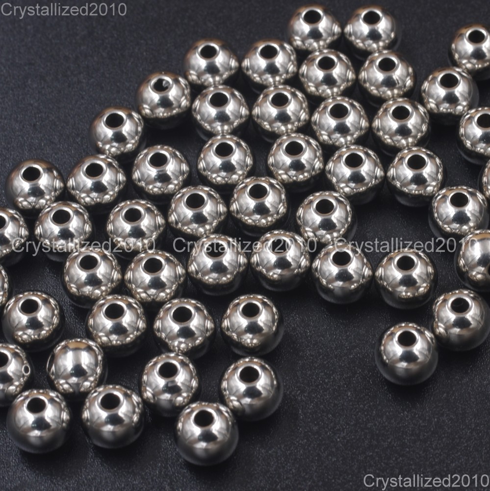 Stainless Steel Round Ball Spacer Jewelry Crafts Findings Beads 4mm 5mm 6mm 8mm