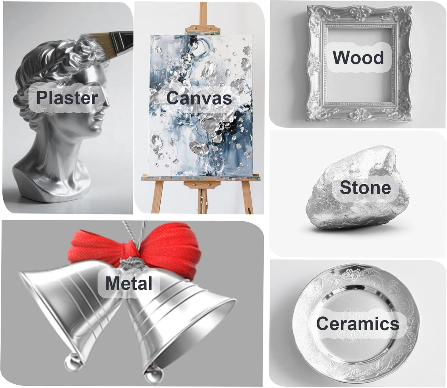 Liquid Silver Leaf Paint, Water-Based Silver Gilding 100Ml & Gloss Varnish 100Ml
