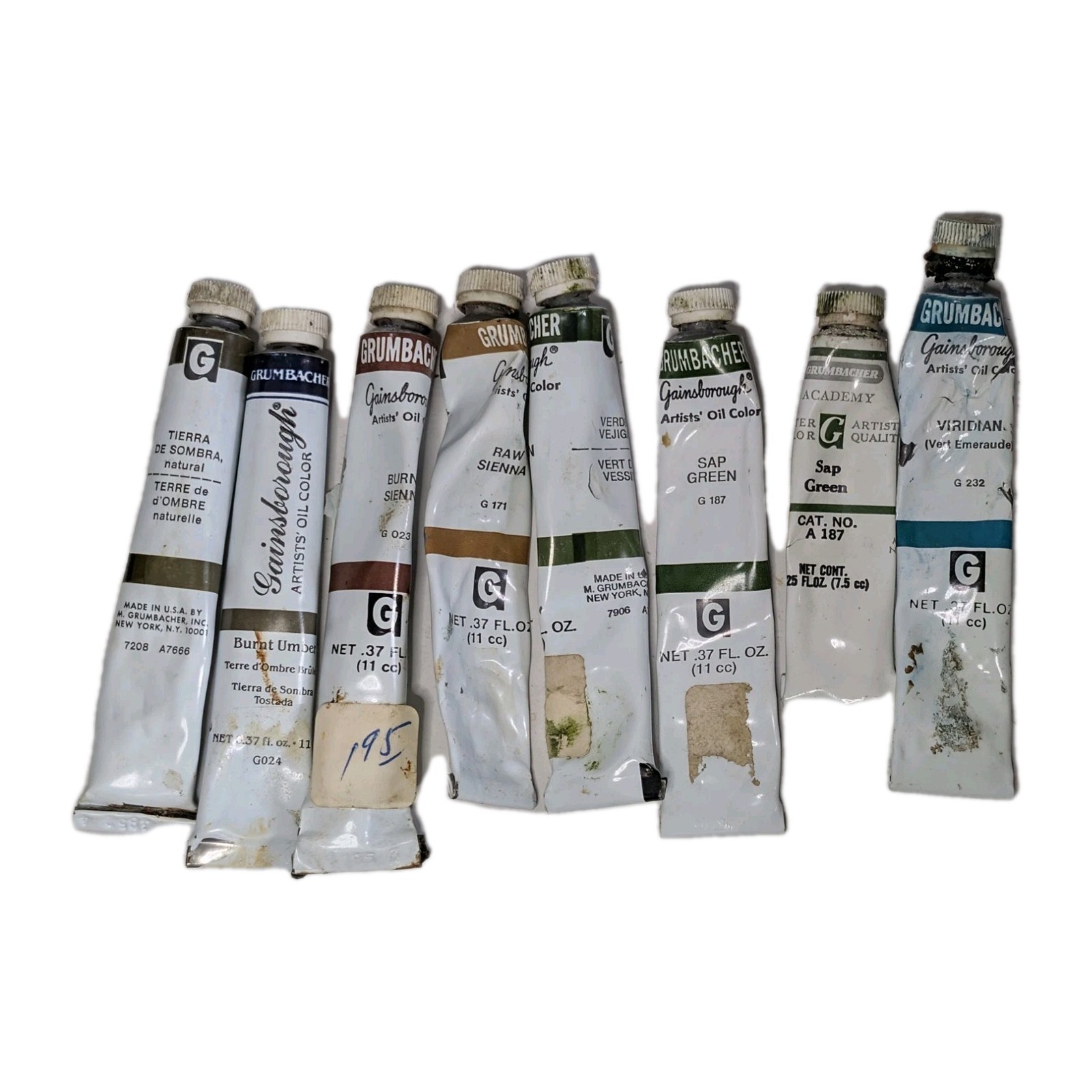 Vintage Grumbacher Artists Oil Paint Lot Of 14 Naples Yellow Viridian Cerulean