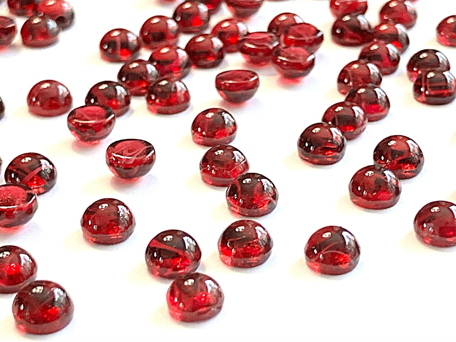 50 Vintage Preciosa Czech Glass Ruby White Swirl Flawed 5mm Round Cabochons D220