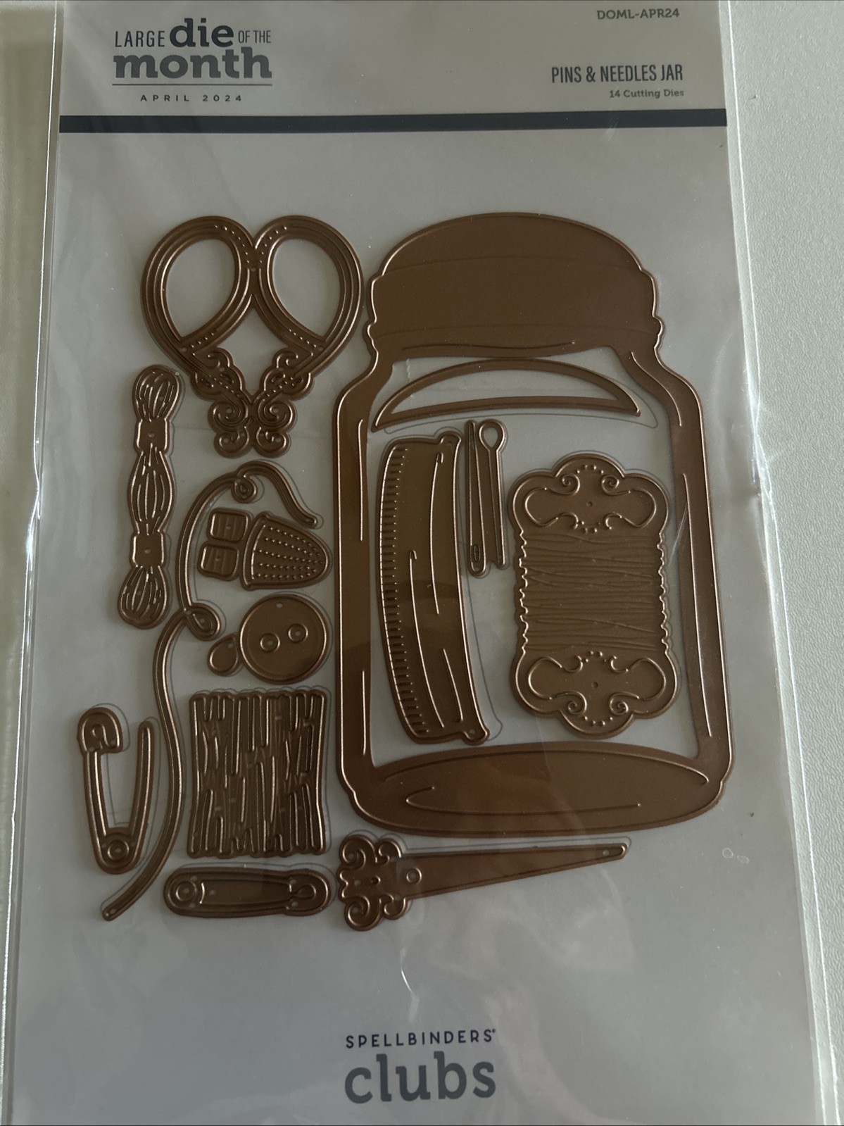 NEW Spellbinders Large Die Of The Month Apr 2024 PINS & NEEDLES JAR