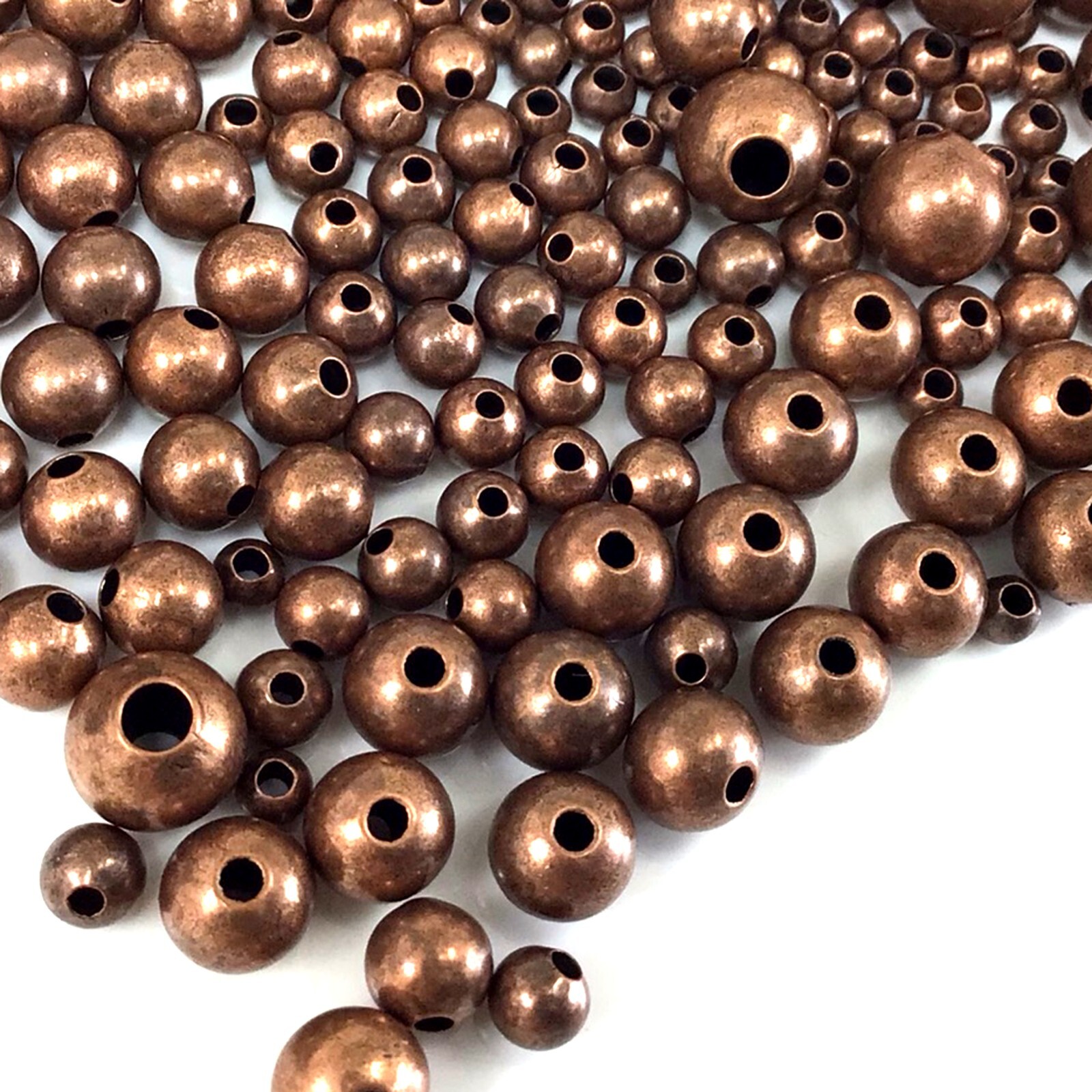 Copper Smooth Round Spacer Beads Seamless 3mm 4mm 5mm 6mm 7mm Jewelry Supplies