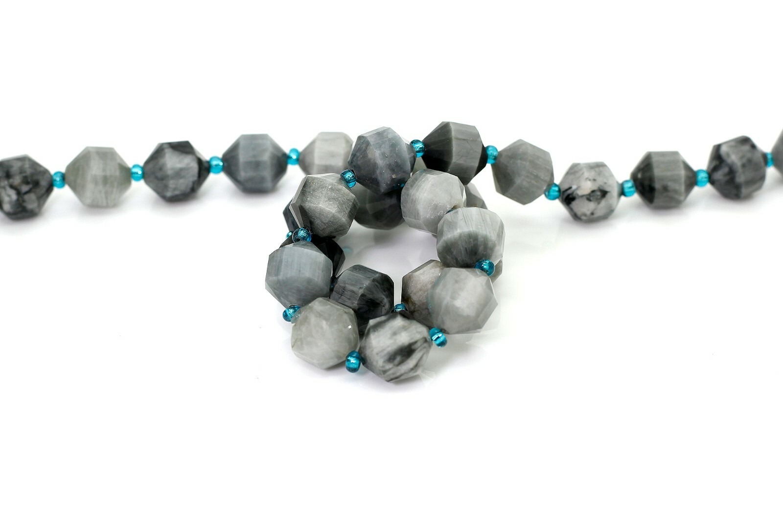 Natural Labradorite Gray Faceted Round Double Terminated Points Gemstone Beads