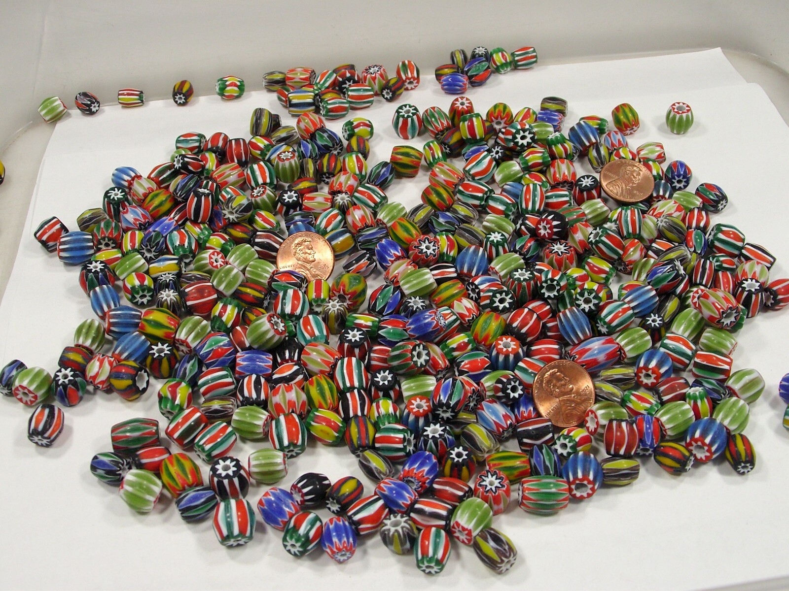 One Pound Assorted India Handmade Chevron Glass Beads Bulk Lot Sale (KPX-53)