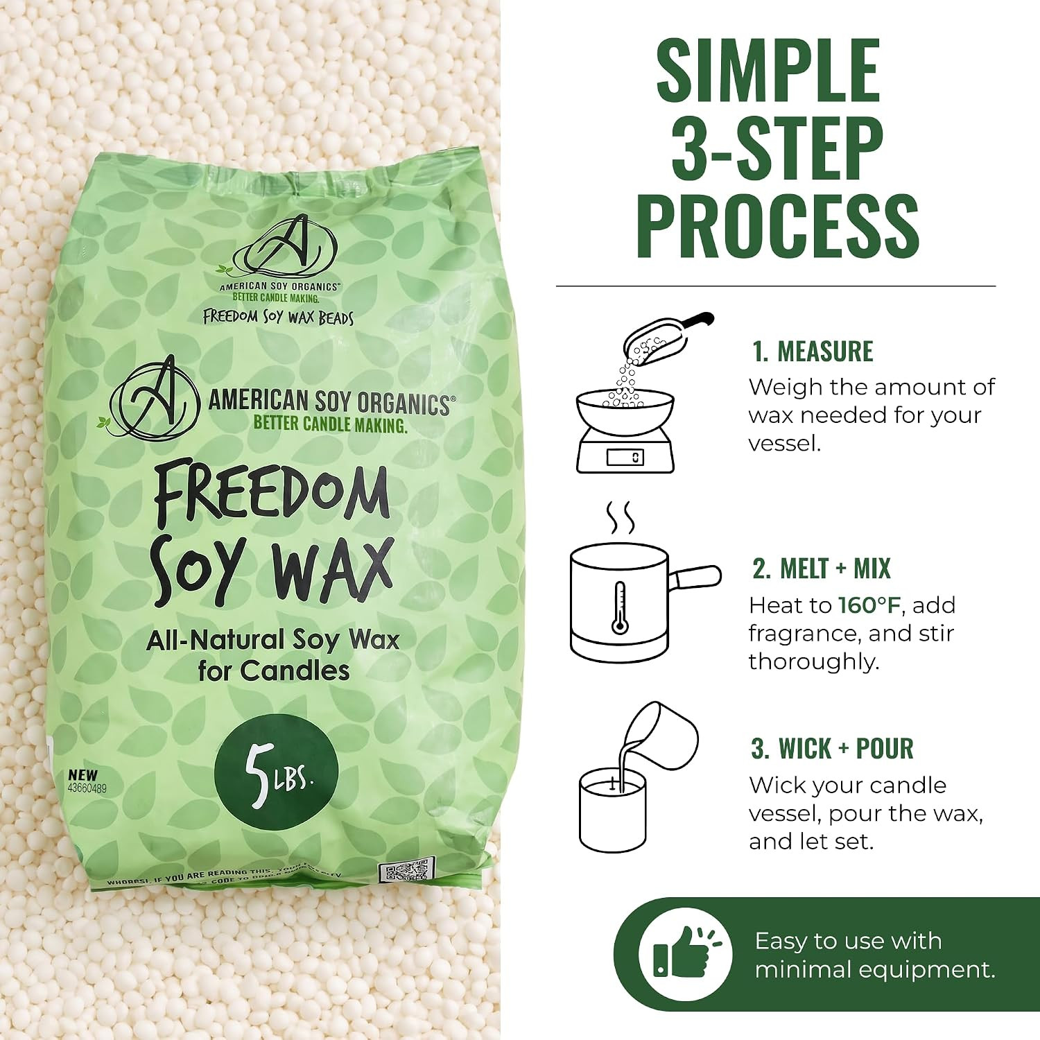 Freedom Soy Wax Beads 5 Lbs Candle Making Wax Paraffin Free DIY Supplies