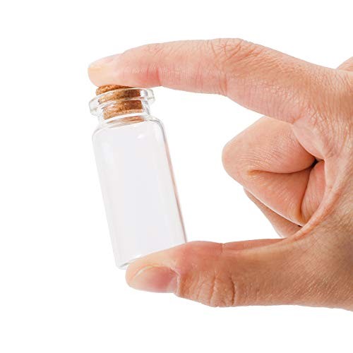 100 Pack 10ml Glass Bottles with Cork Stoppers, Mini Bottle with Personalized
