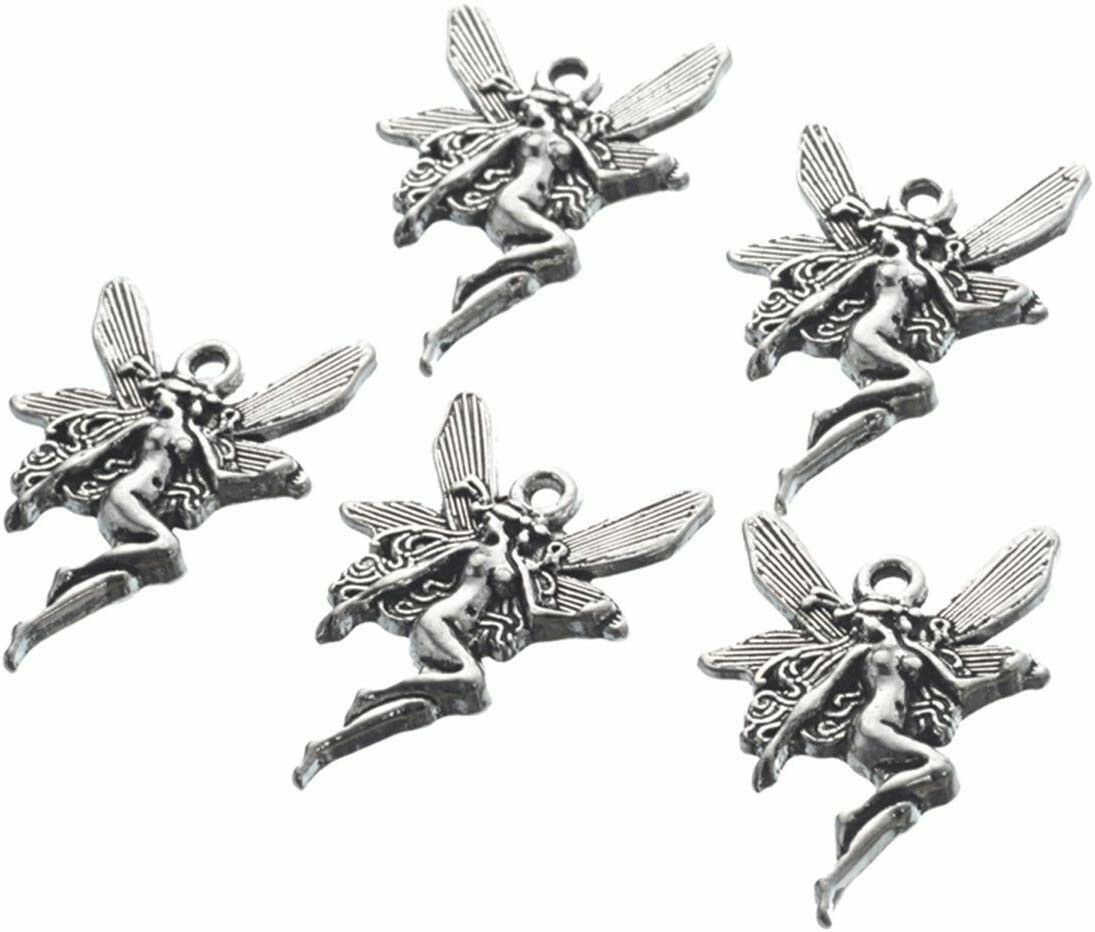 10 Fairy Charms Antique Silver Tone Fairy Tale Pendants Fairytale Findings Lot
