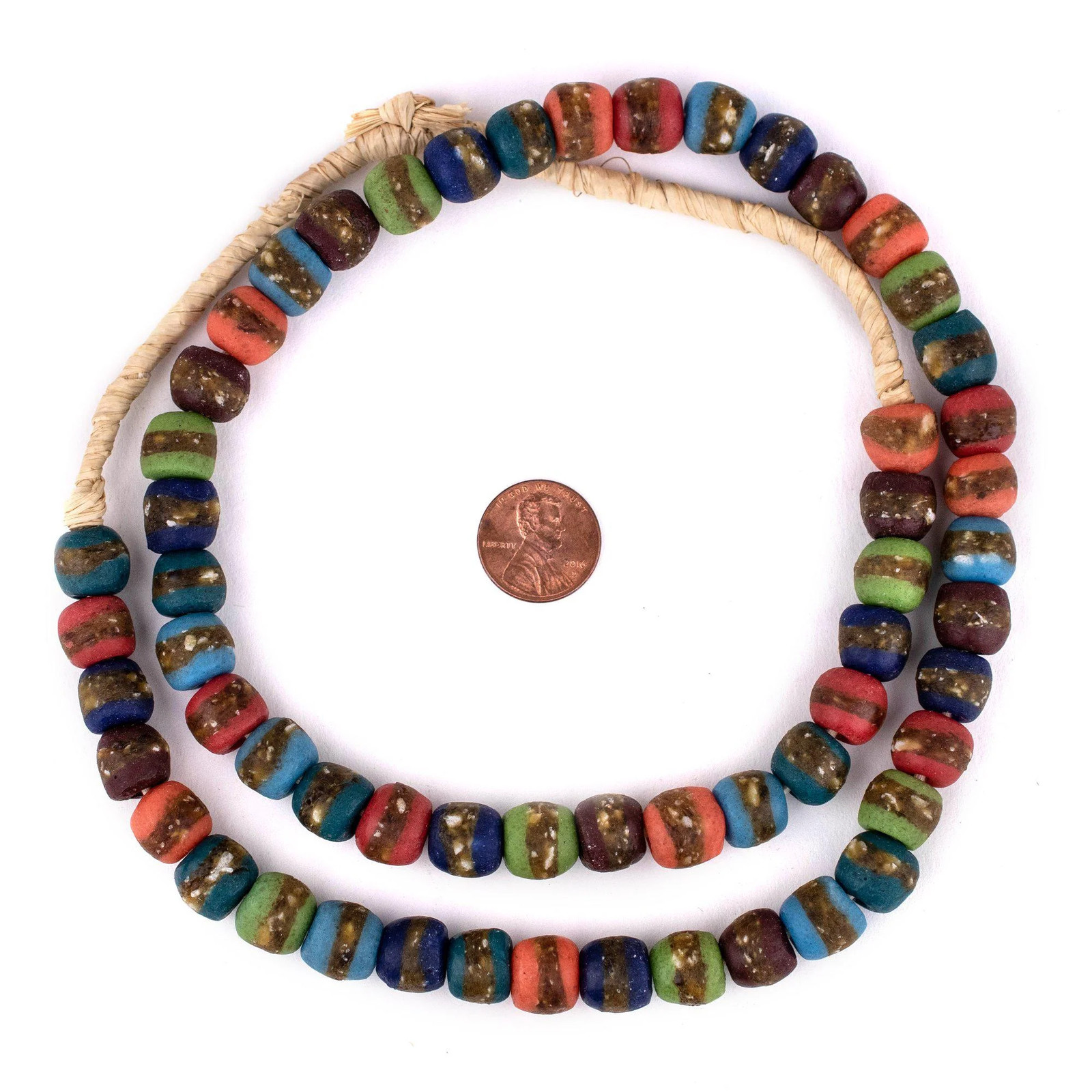 Mixed Kente Krobo Beads 11mm Ghana African Multicolor Round Glass Large Hole
