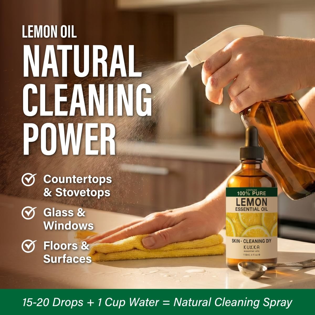 100% Pure Lemon Oil – 4 Fl Oz 4.00 (Pack of 1), Clear to Pale Yellow