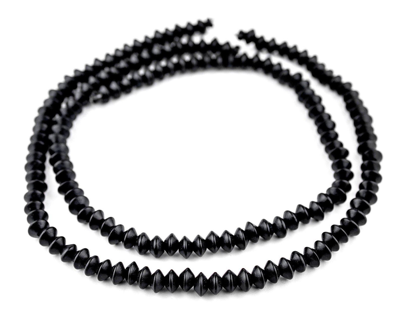 Black Bicone Natural Wood Beads 5x8mm 16 Inch Strand