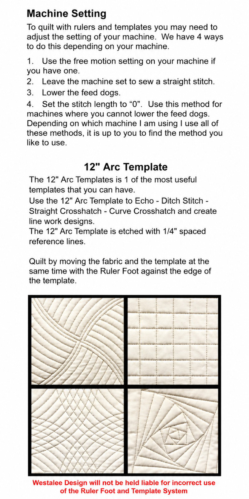 Westalee Low Shank Ruler Foot W/ 12″ Arc Template