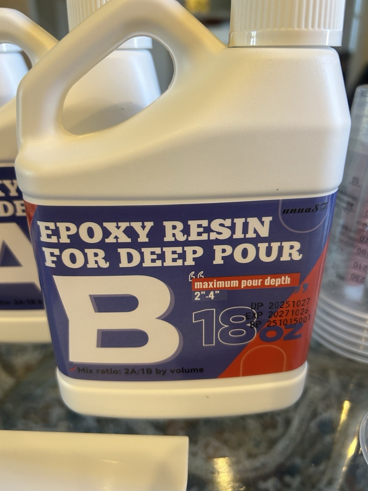 unuaST Epoxy Resin For Deep Pour 2A: 1B 18oz w/ Pour Depth 2”-4” *New Open Box*