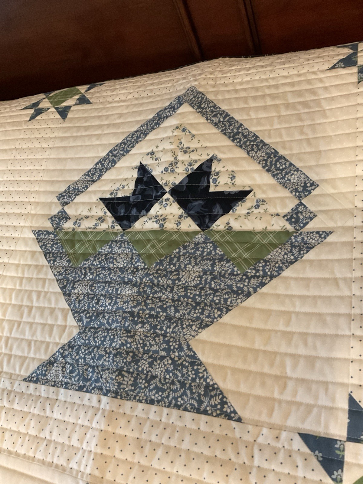 New Pieceful Baskets Blue/ White Baskets Patchwork Quilt-65”x 84” Home Made
