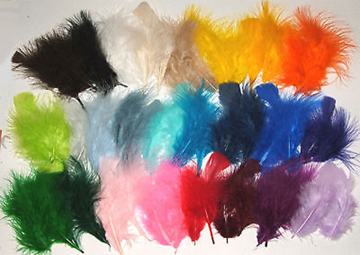 3-8″ Feathers Marabou Fluffy 1/2 oz (15 grams) 30 Colors Approx 70 per bag