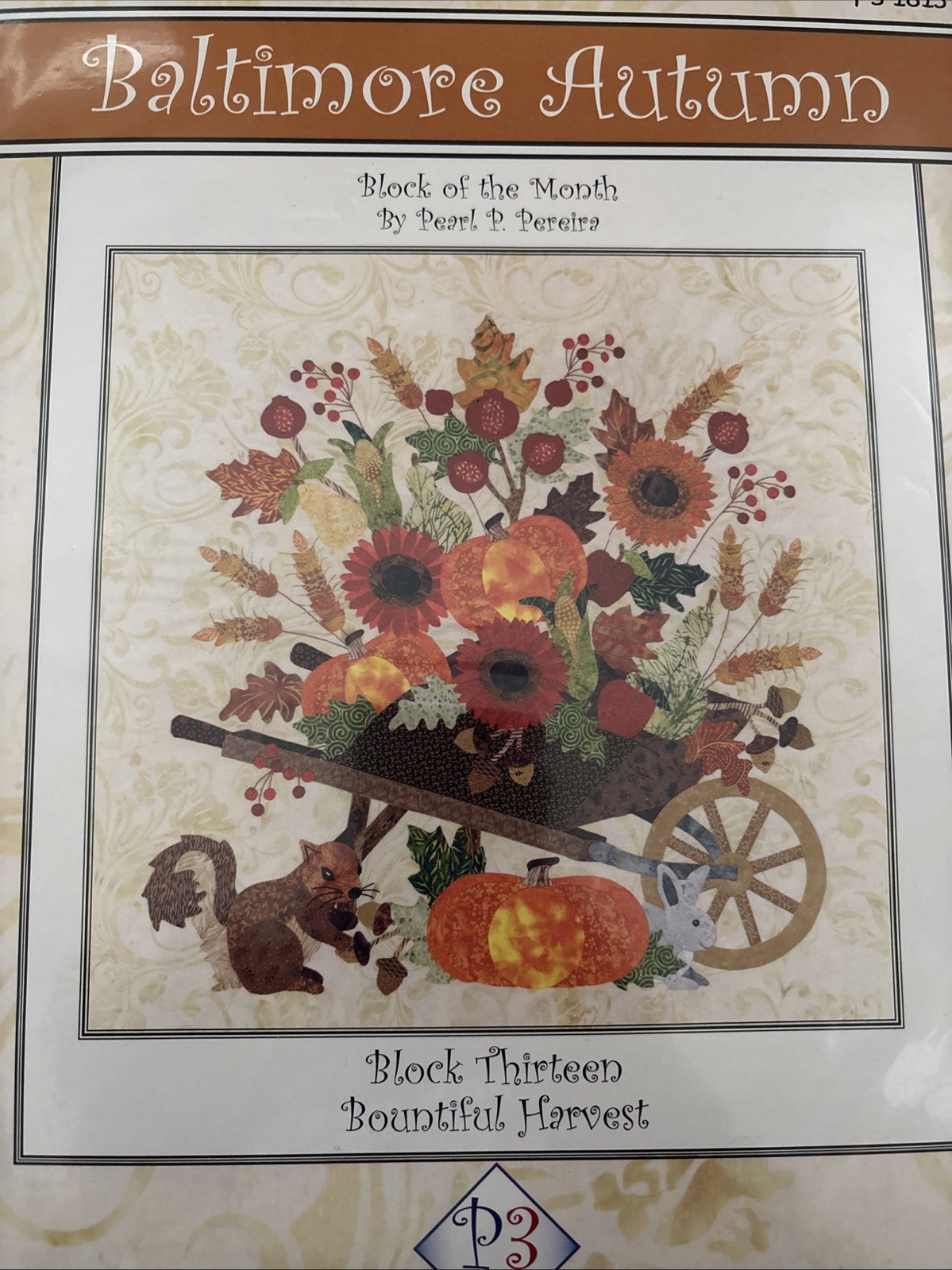 Baltimore Autumn Quilt Block #13 Pattern by Pearl P Pereira of P3 Designs- NEW