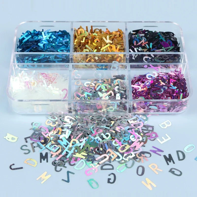 10g Holographic Alphabet Glitter Flakes Resin Sequins Filler DIY Epoxy Mold