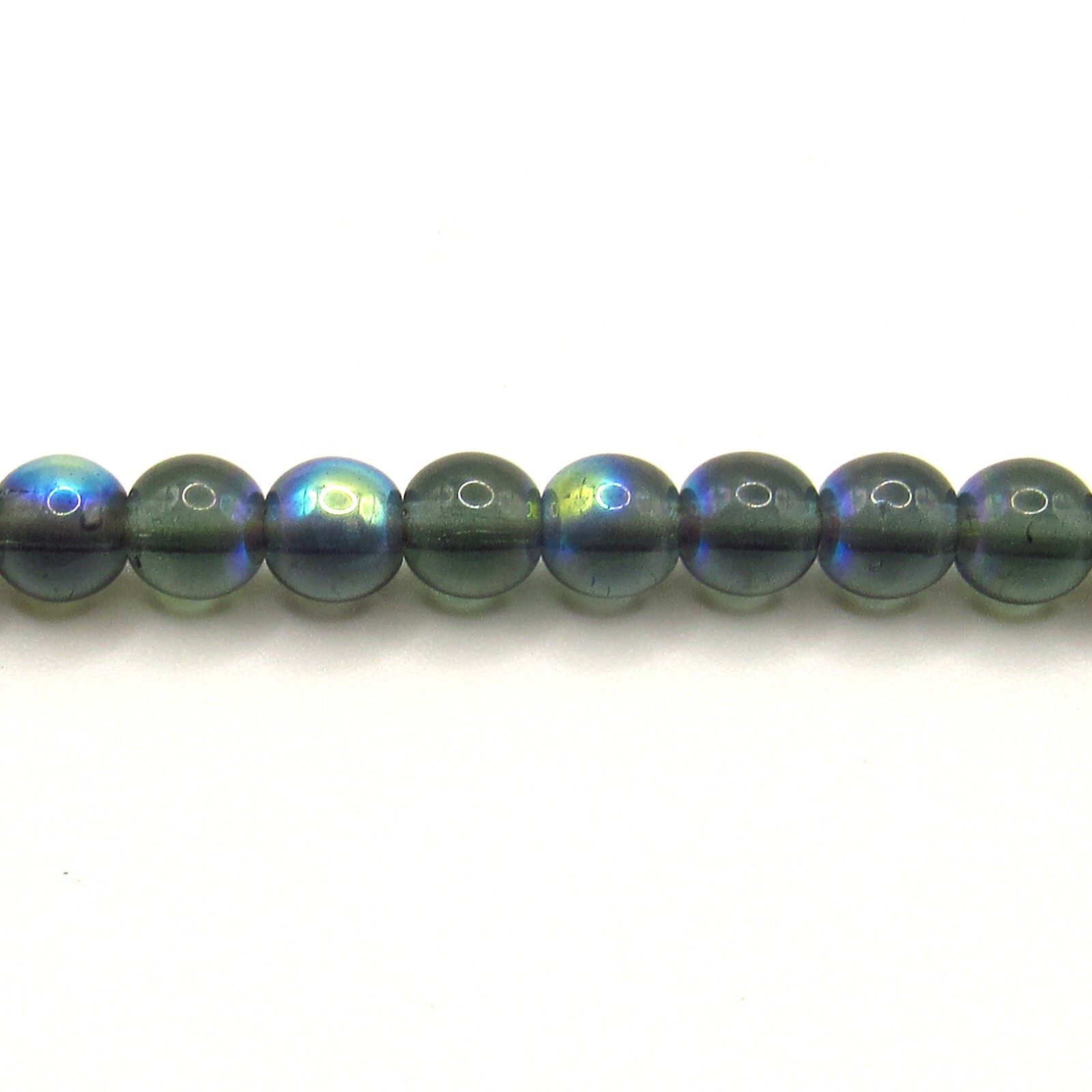 Montana Blue AB – 50 6mm Round Czech Glass Pressed Druk Beads