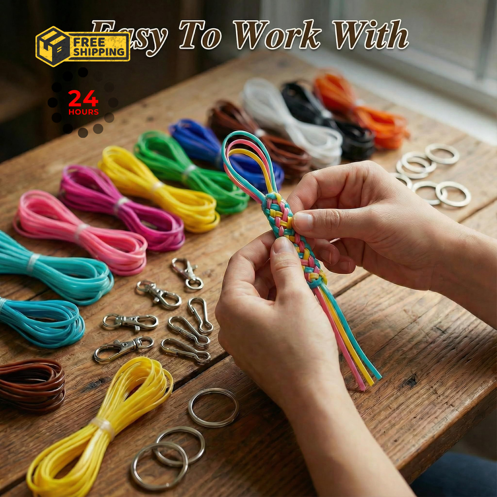 HANSPORTA Plastic Lacing Cord, 20 Colors Gimp Scoubidou String Kit 20colors