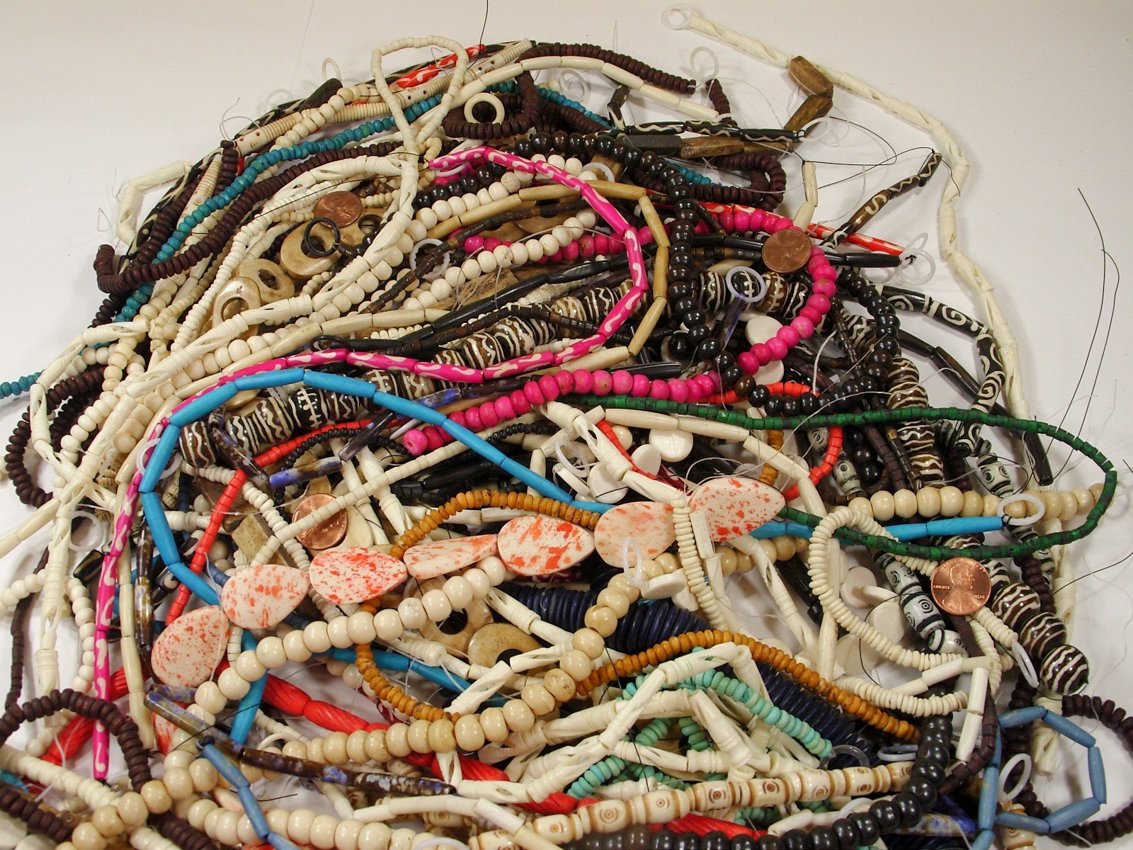 5 LBS Assorted Shapes and Sizes India Handmade Water Buffalo Bone Beads (EK-8) ⭐