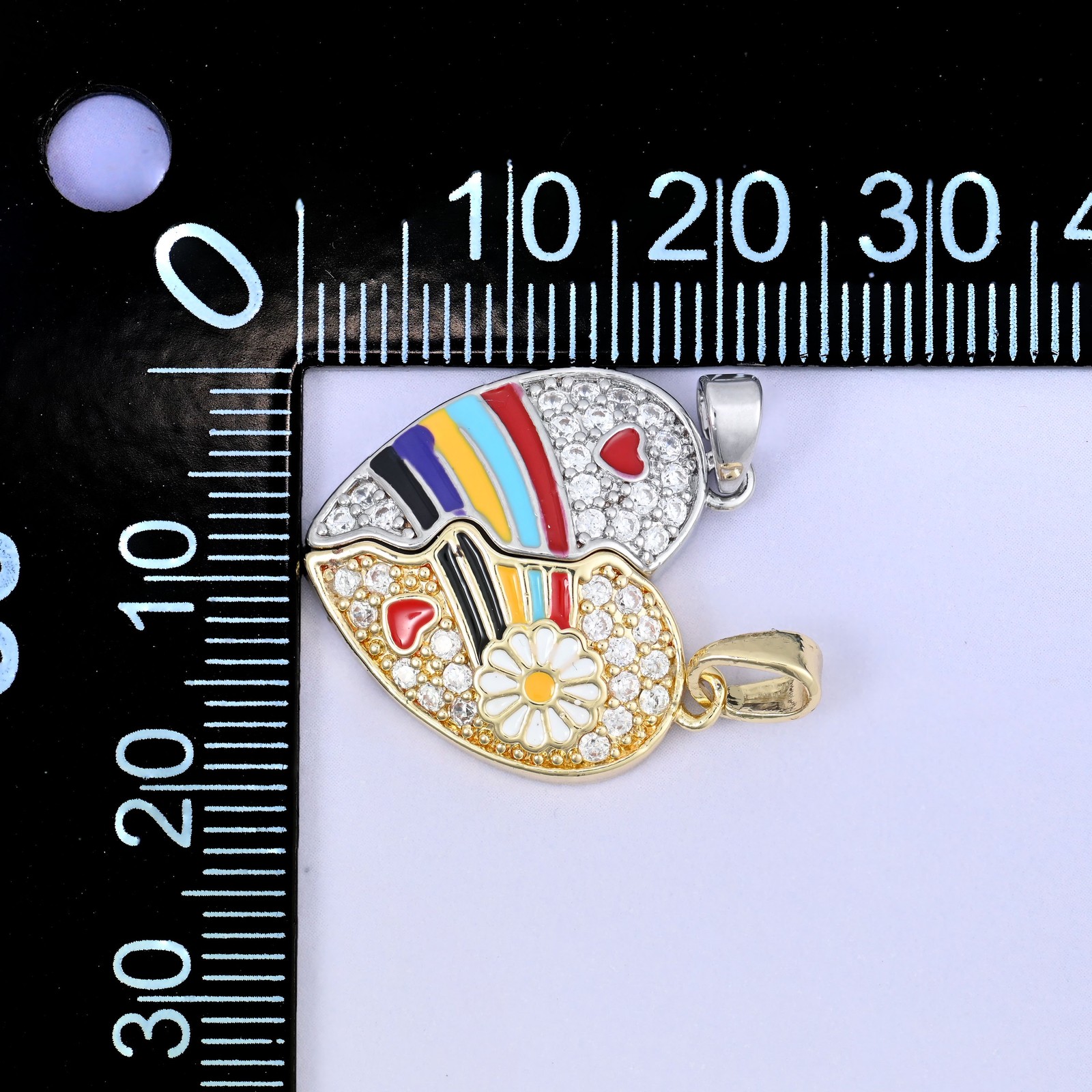 Magnetic Enamel Heart Friendship Zircon Pendants: 18K Gold Plated, Jewelry…