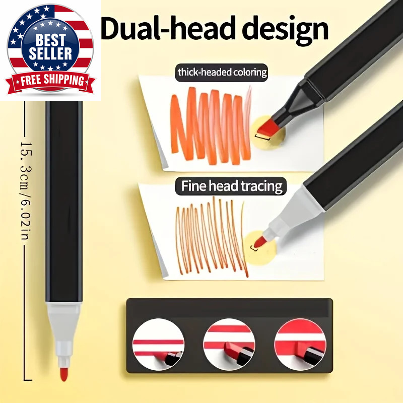 Professional Permanent Sketch Markers – Colored Dual-Head Set for Art Illustrati