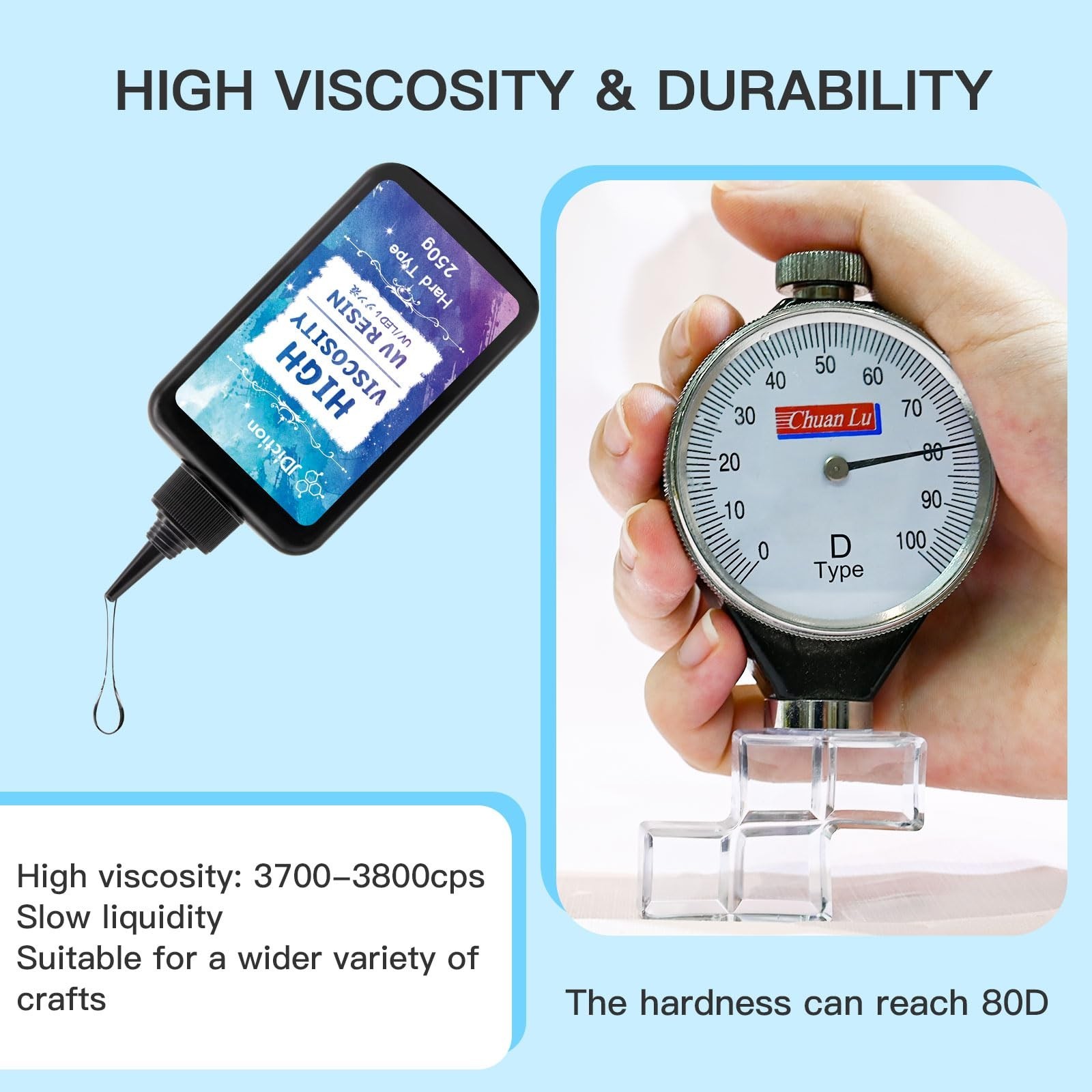 JDiction UV Resin; 500g High Viscosity Hard Resins with Crystal Clear Thick U…