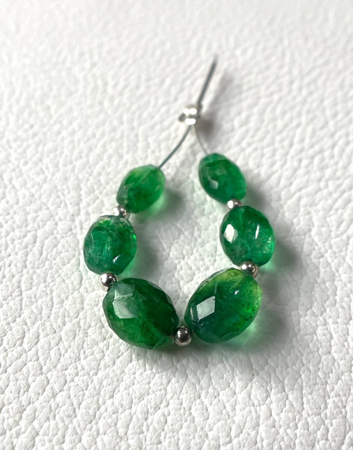 10-12 mm.Natural Zambian Emerald Briolette Faceted Oval Beads Gemstone 6 Pieces