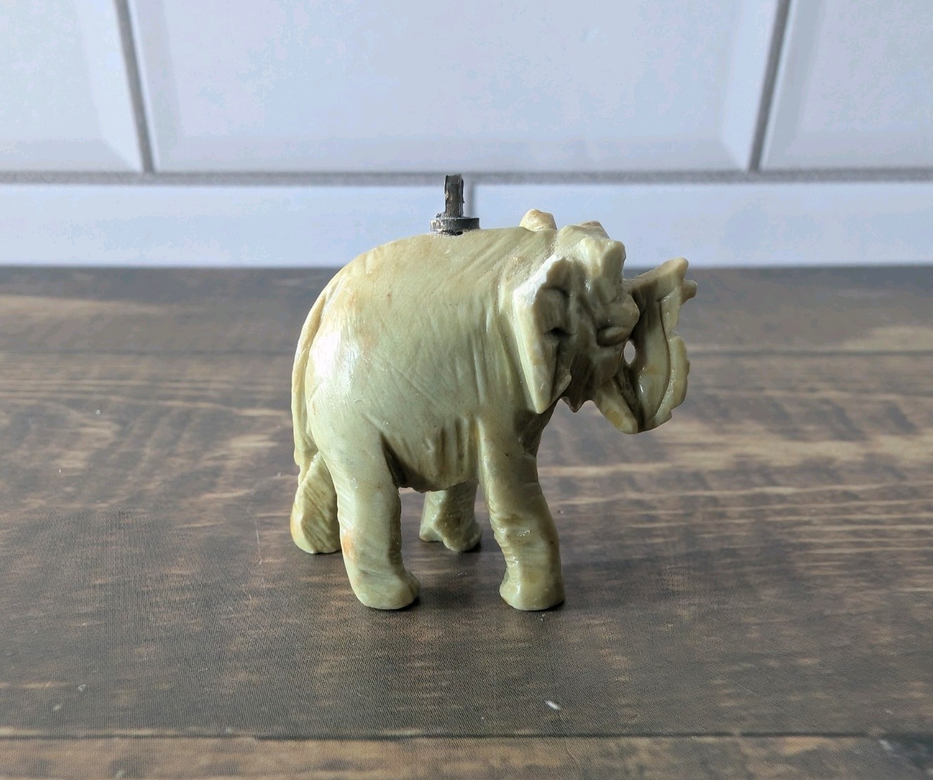Vingtage hand Carved Elephant Charm Pendant w/ Hanging Loop 1″