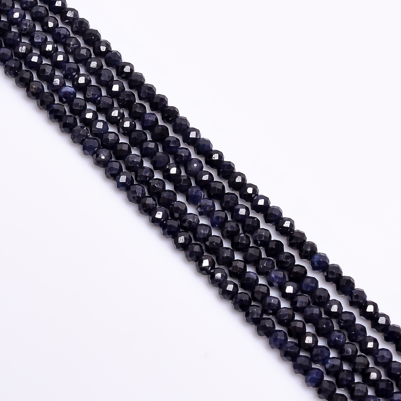 Natural Blue Sapphire Gemstone Round Faceted Beads 2.5 mm Strand 12.5″ GB-254