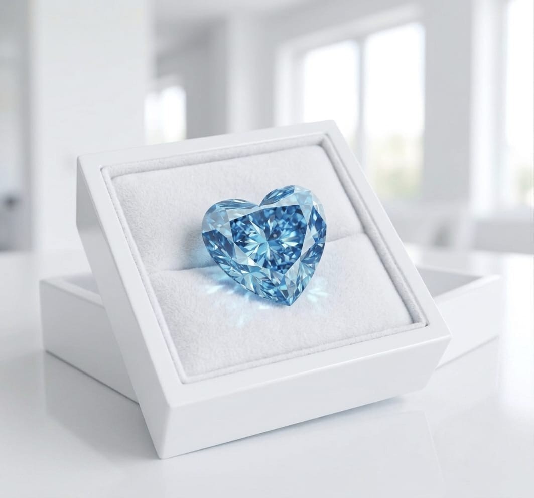 1 CT Lite Blue Color Heart Cut VVS1 Diamond 6.50×6.50 MM premium Gemstone 1 pc