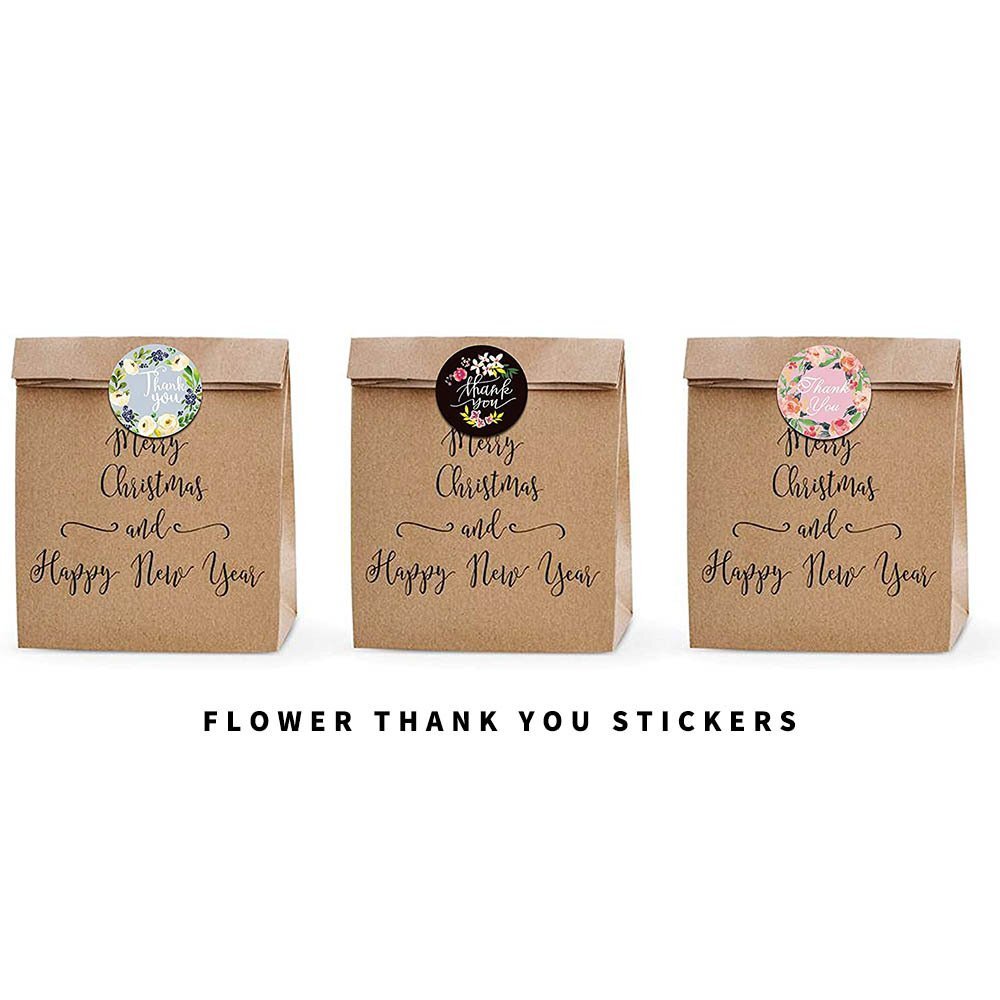 2 Roll of 1000Pcs 1″ Thank You Stickers Handmade DIY Party Flowers Round Labels