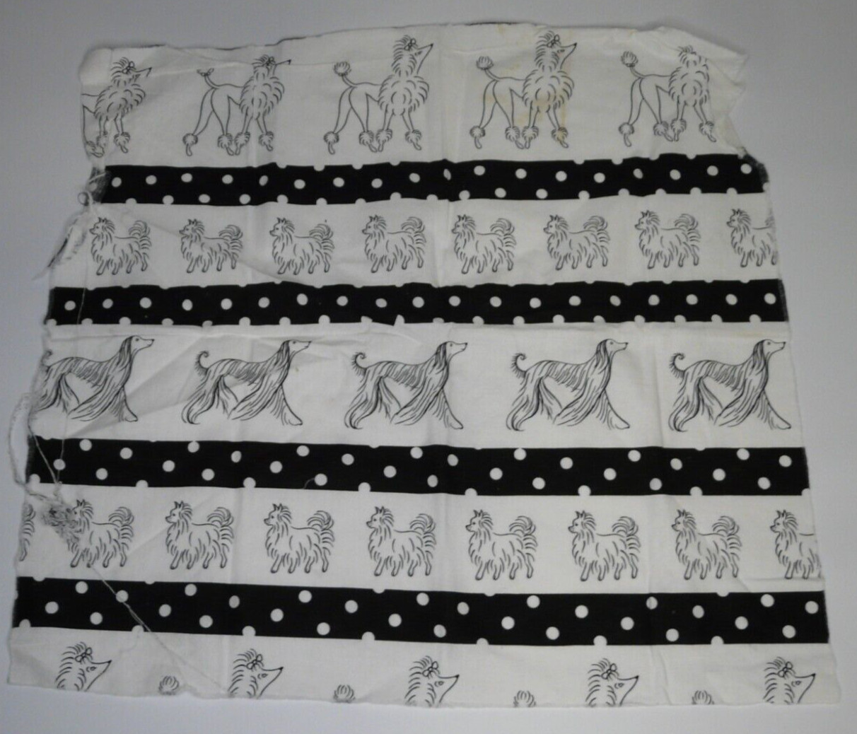 18 x 18 Black and White Dog Fabric w Coordinating 18 x 25 Paw Print Material
