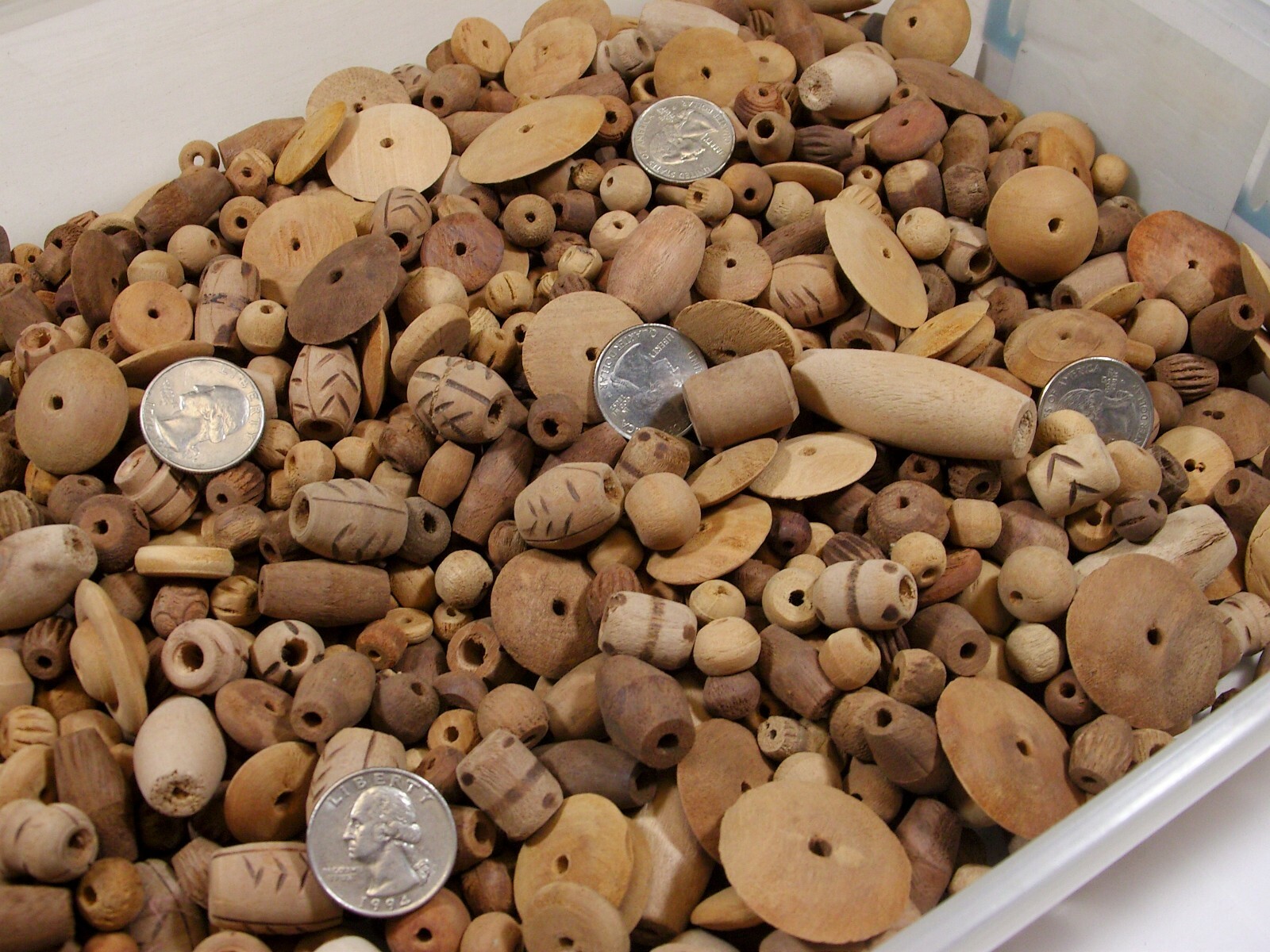4 Pounds Assorted Shapes and Sizes India Wooden Beads Wholesale Bulk Lot (PS-65)