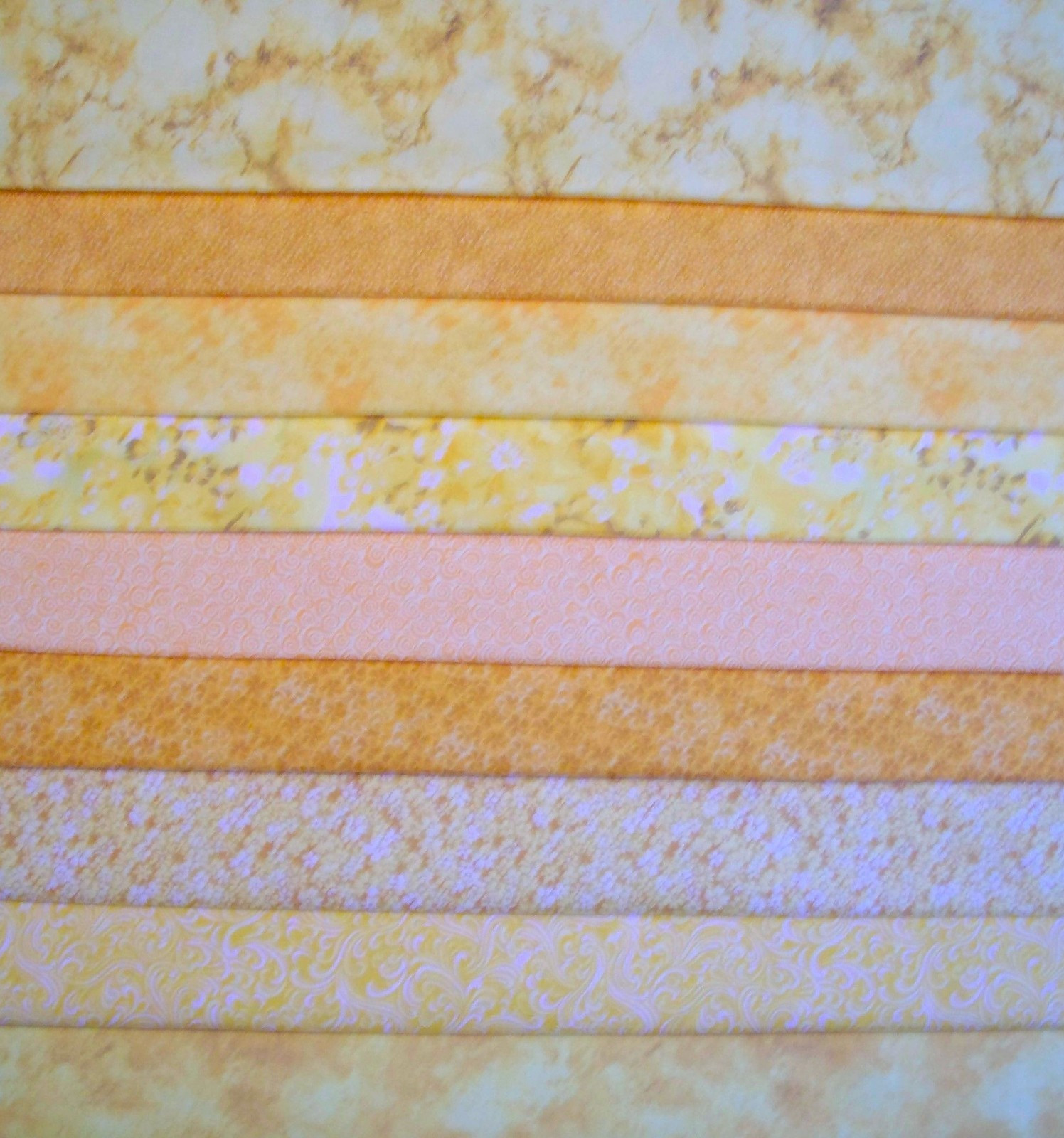 9 Yellows to Melon Fat Quarters Bundle Tonal tone on tone Fabric Precut