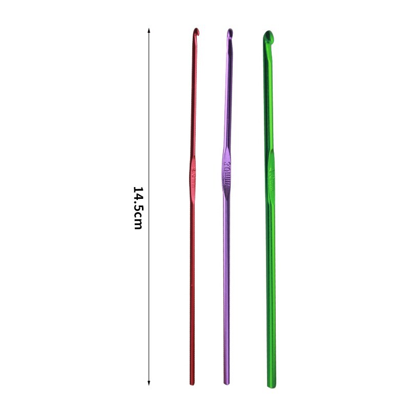 22pcs Colorful Aluminum Crochet Hook Needles Knit Weave Craft Tool 0.6mm-6.5mm