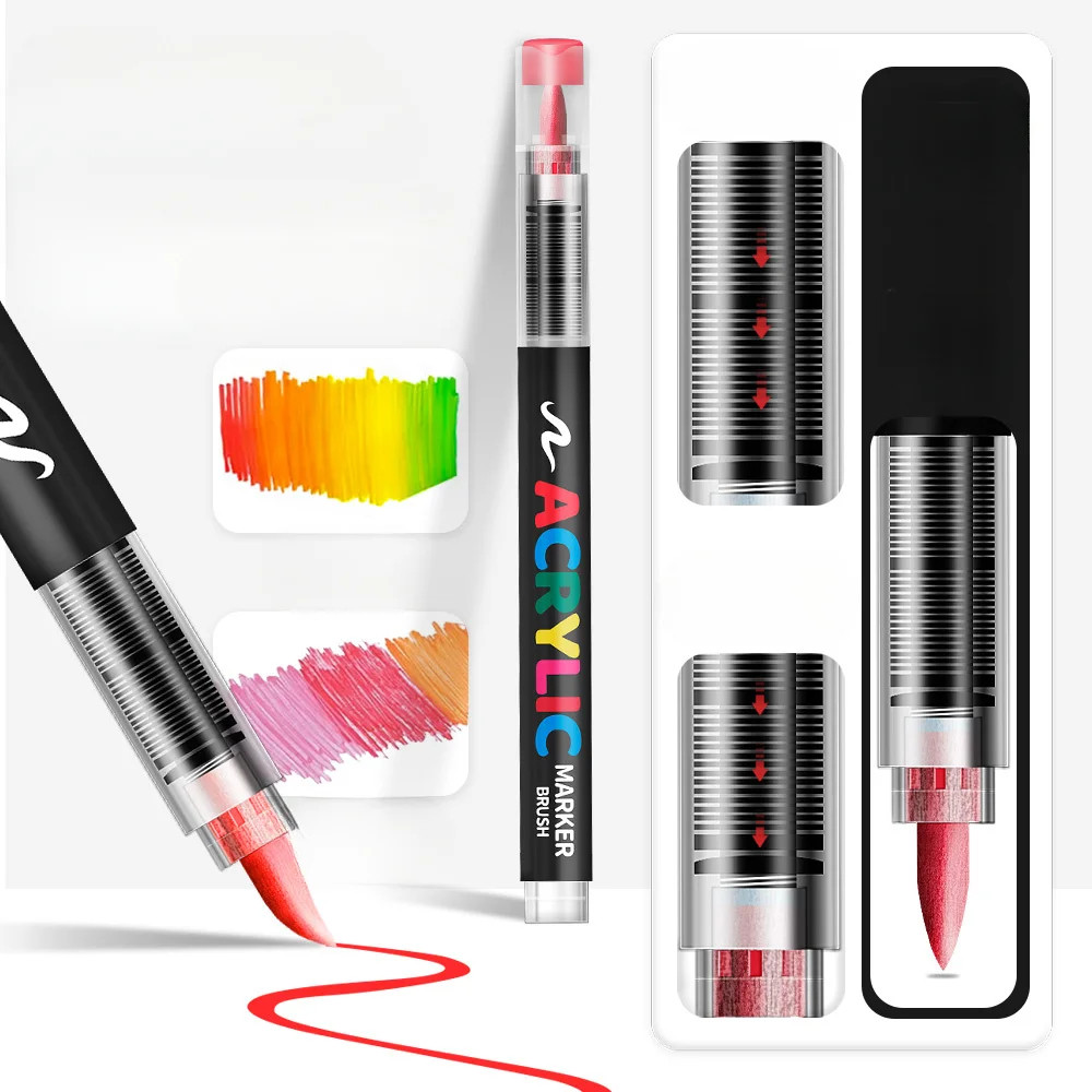 48 Colors Acrylic Marker Pen Set Paint Brush Art Pens