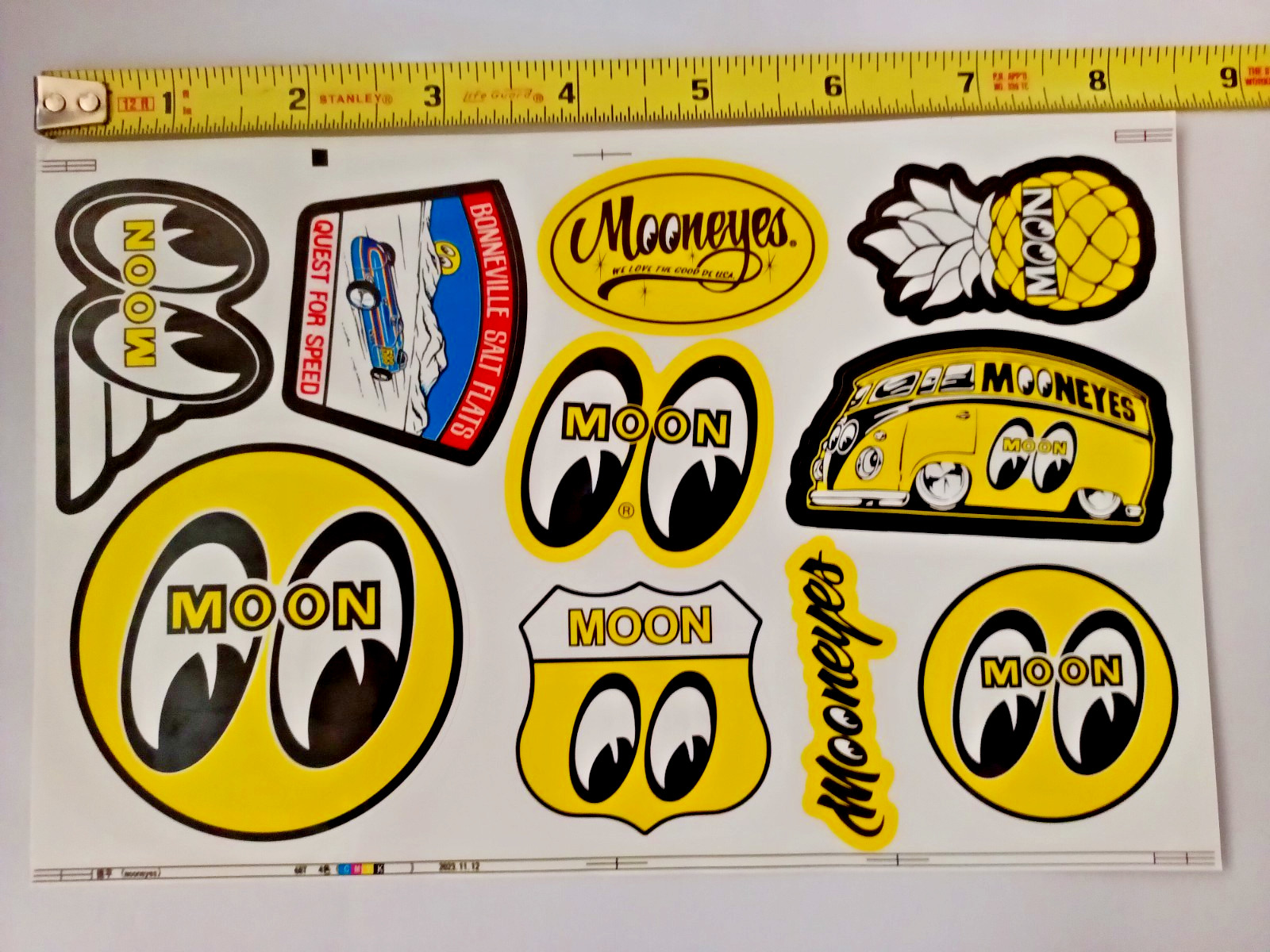 MOONEYES STICKERS-LARGE SHEET OF 10 STICKERS-NEXT DAY FREE SHIPPING