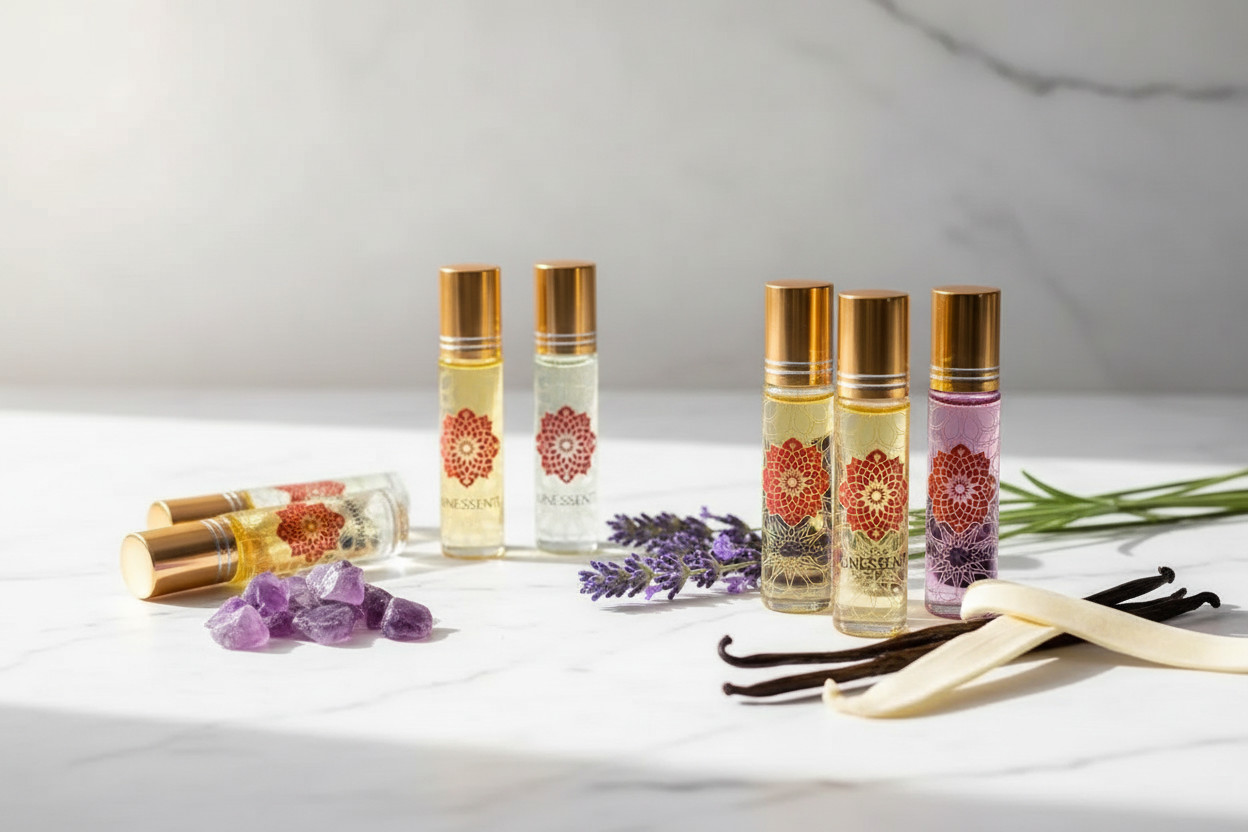 Crystals infused essential oil body roll-ons