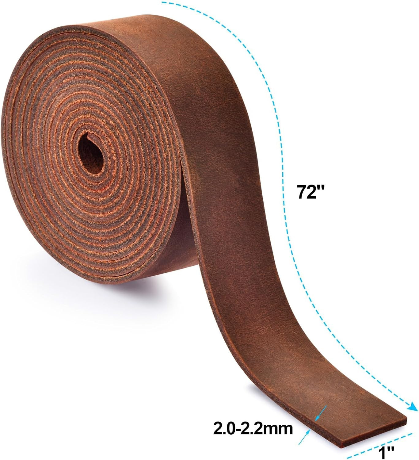 1 Inch Wide Leather Strap 72 Inch Long, 2mm Thick Full Grain Oil Tan Leather Str