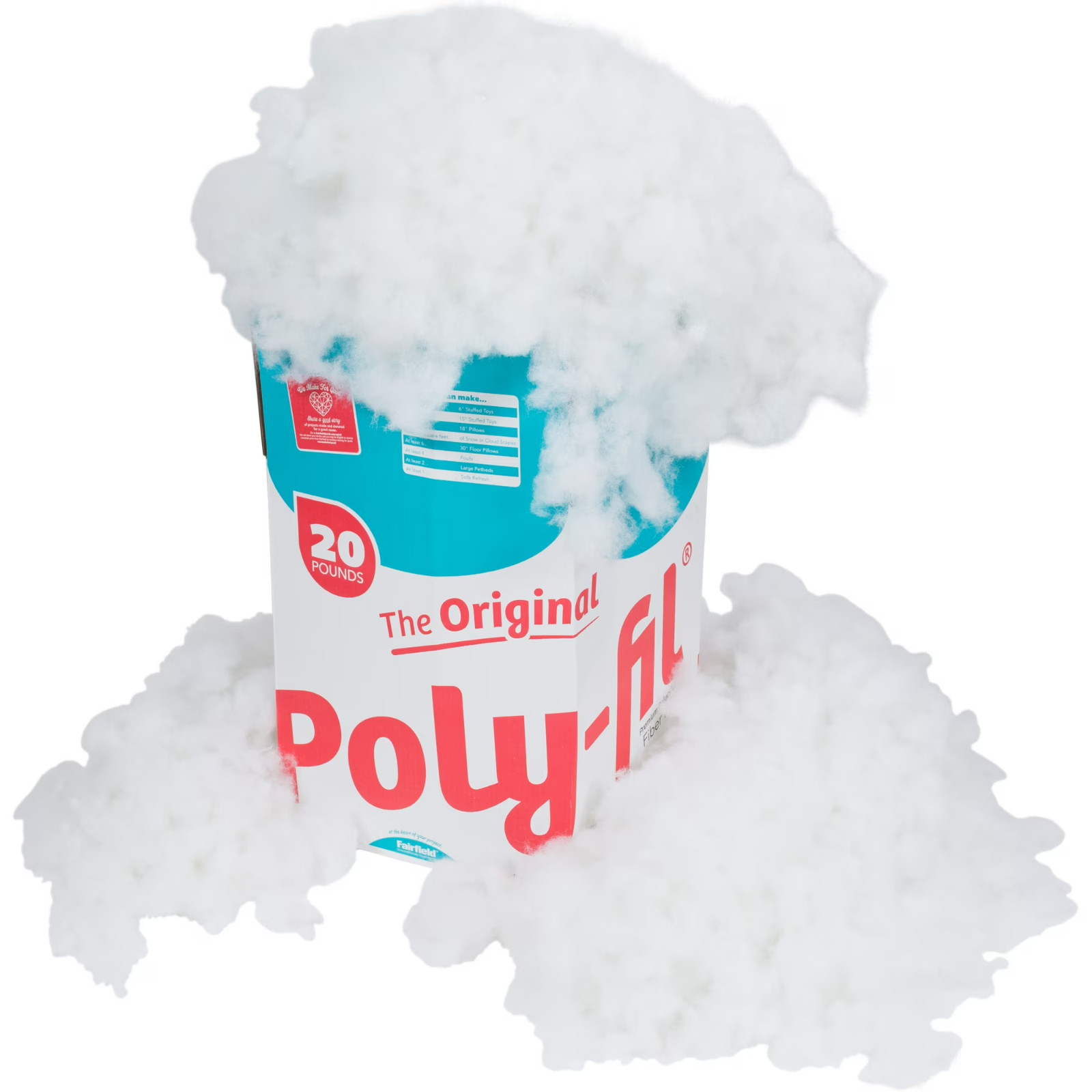 Poly-Fil Polyester Fiberfill Stuffing, 20lb Box, Bulk, by Fairfield Free Ship