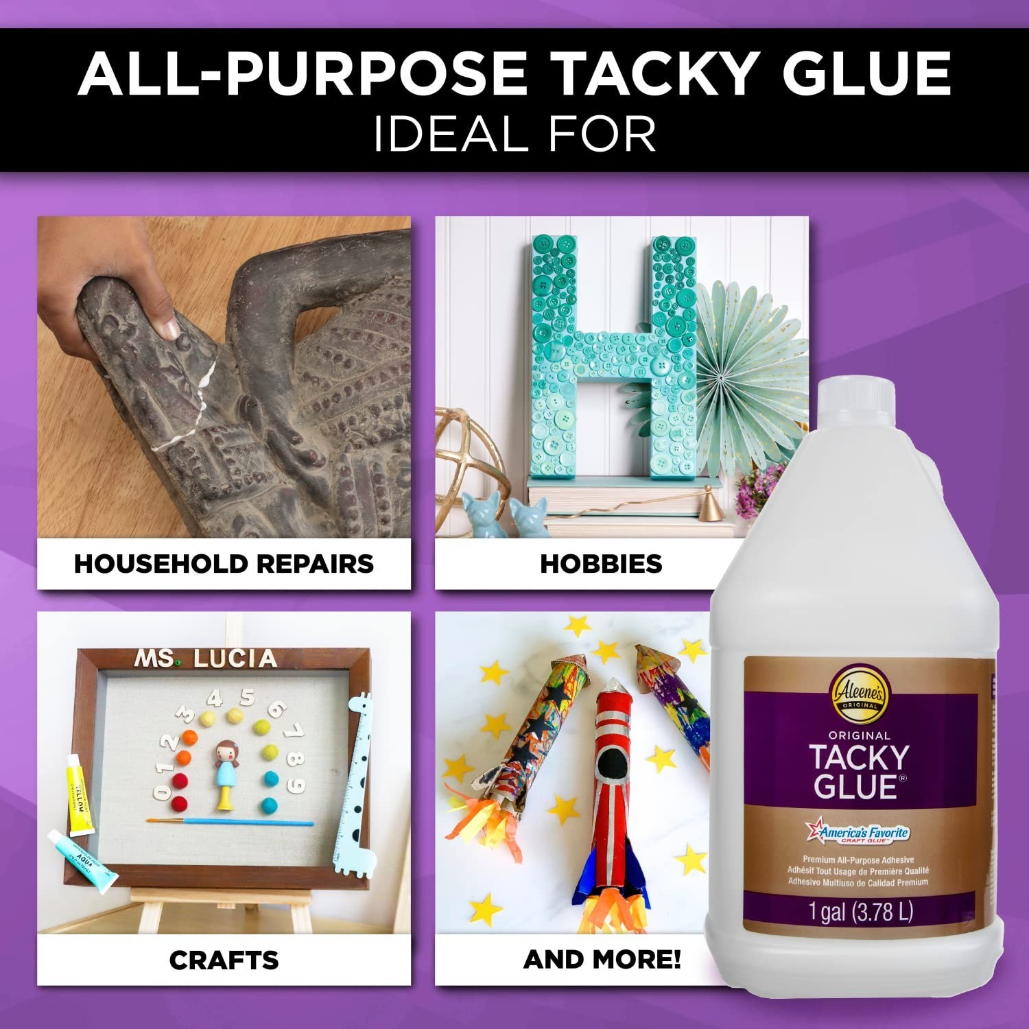 Super Strong Aleene’s Tacky Glue 128 oz – Ideal for Fabric and Paper Projects