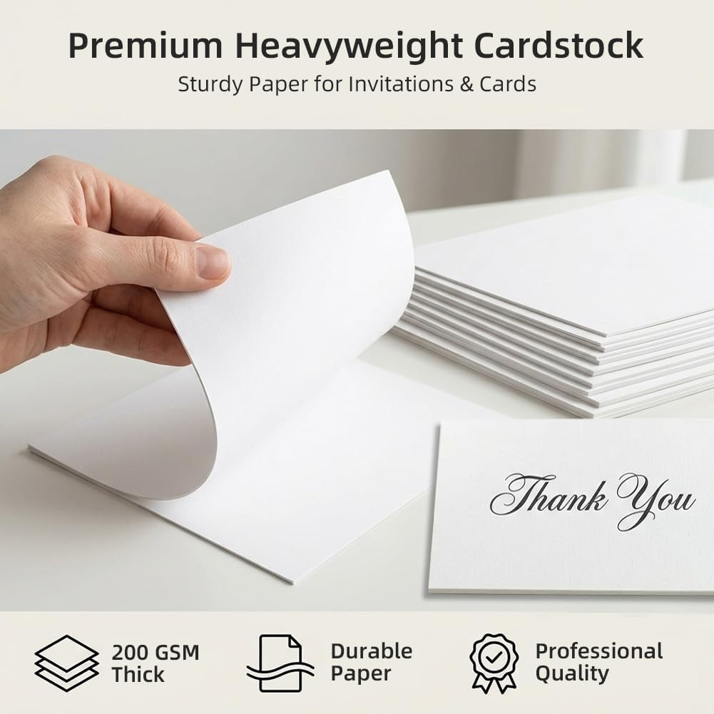 White Cardstock 5×7, 100 Pack Heavyweight 74lb / 200GSM Cardstock Paper, Blank C