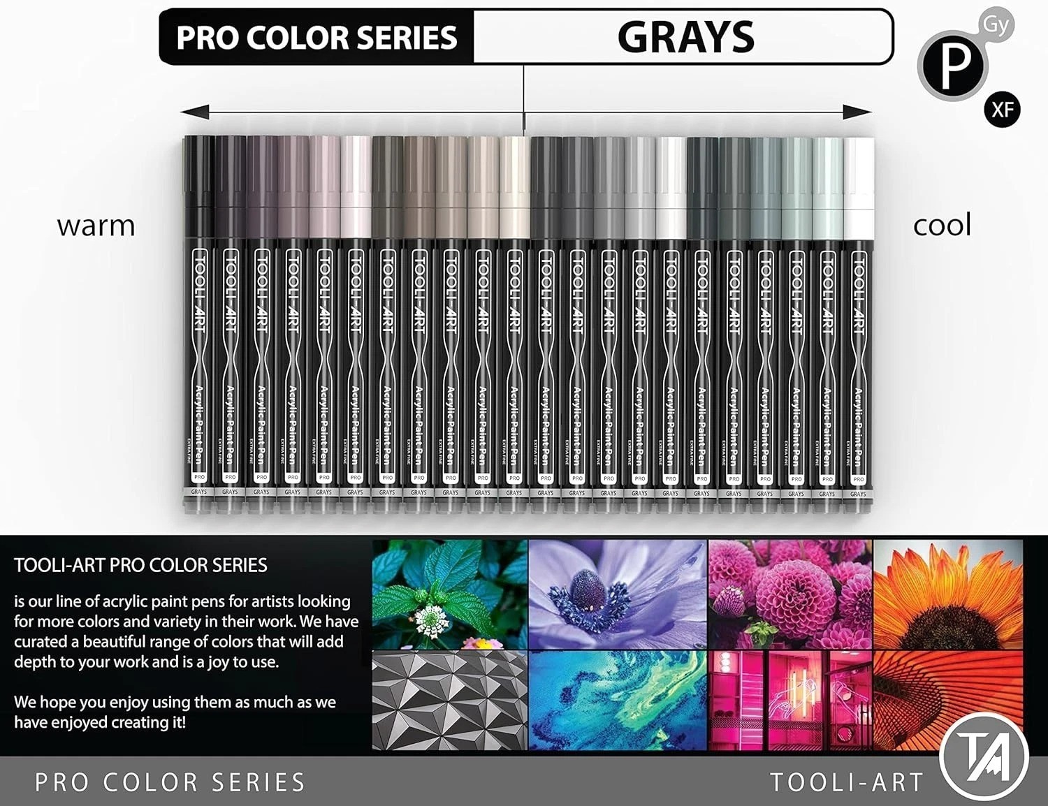 Pro Color Series – 22 Assorted Gray Paint Pens with Non-Toxic Quick Drying Ink