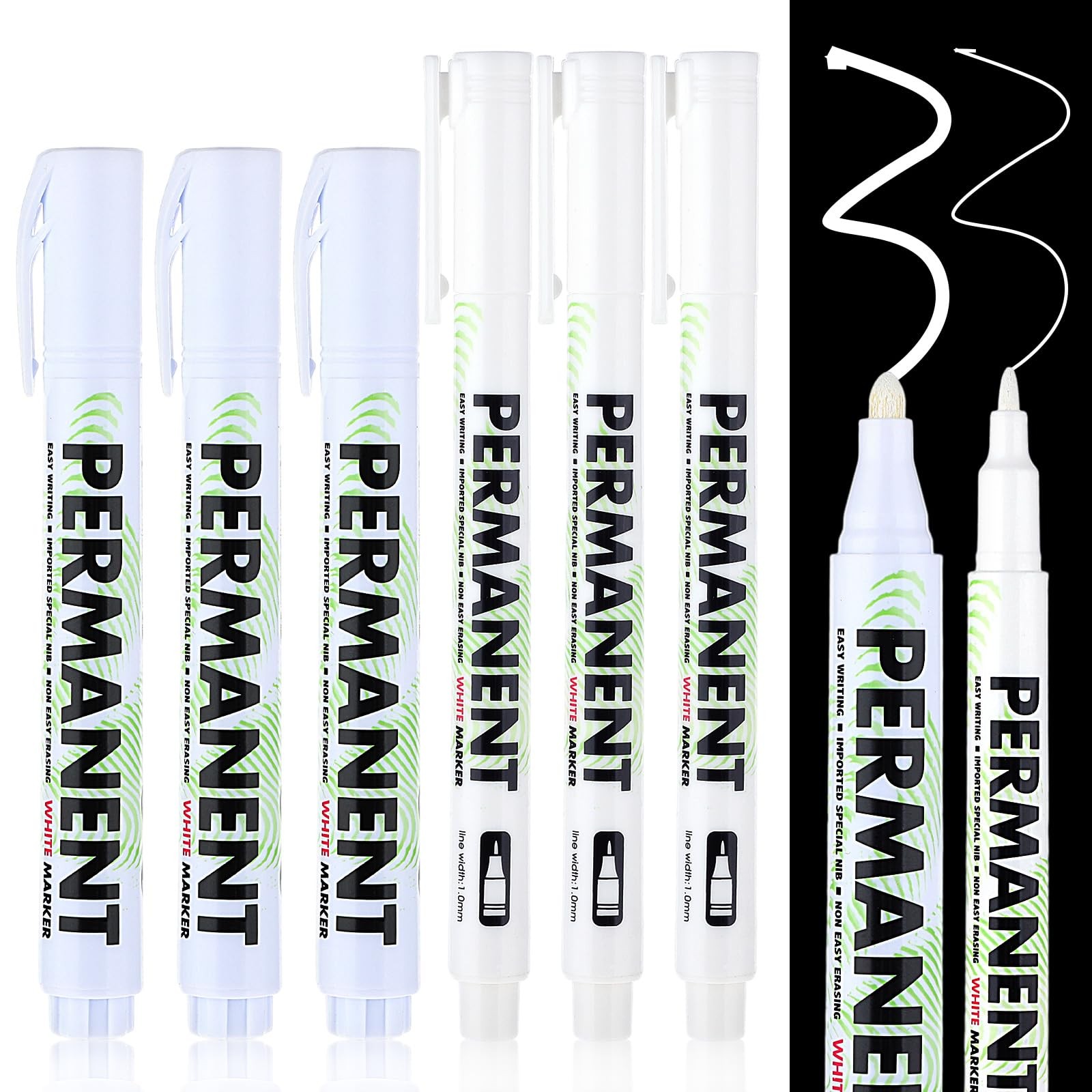 Sibba Acrylic White Paint Pens, 6 Pack White Permanent Marker with Extra Fine…